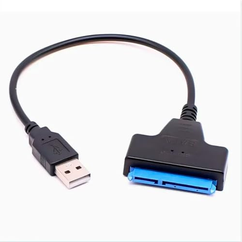 CABLEPELADO Cable Adaptador SATA para Disco Duro de 2.5”, Compatible con SSD y HDD, Transferencia hasta 5 Gbps, Plug and Play, Alimentación por USB, Longitud 20 cm, Negro (SATA a USB)