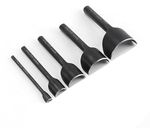 WUTA Halbrunde Schwarz Lochstanzer,5 Stück Kohlenstoffstahl Locheisen Set Leder、für Gürtel Brieftaschen und Uhrenarmbänder Lederhandwerk(10+20+30+40+50mm)