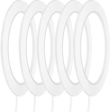 QUARKZMAN 5pcs Cintas Adhesivas para Pizarra Blanca, 2mm x 66m PET Fina Cinta Gráfico Marcado de Rejilla Grillas Línea Impermeable para Oficina Almacén Aula Posicionamiento, Blanco