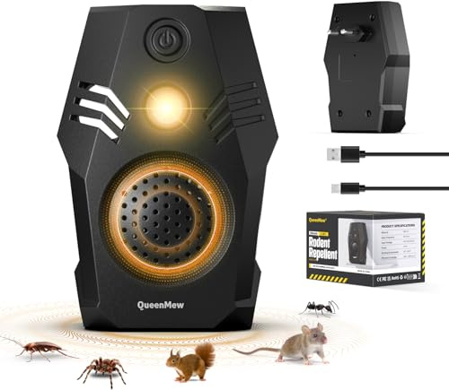outsweat Repelente Ultrasónico de Plagas Interior, Ahuyentador de Ratas Enchufe, 4 Modos y Dos Opciones de Energía Repelente Mosquitos, Repelente Ratones Inofensivo para Ratones, Ratas, Insectos