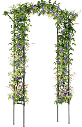 RELAX4LIFE 210 cm Rosenbogen Metall, Stabiler Gartenbogen für Kletterpflanzen, wetterfester Torbogen mit kunststoffbeschichtetes Stahl, freistehendes Rankhilfe für Rasen & Hinterhof & Hochzeit