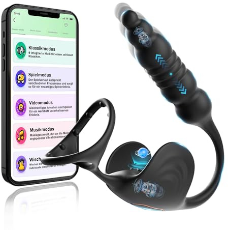 PQKuss Analvibrator mit Teleskopfunktion Vibratorensets für Männer Prostata Stimulation Mit APP und 10 streckenden Vibrationsmodi Sexspielzeug Männer Anal Plug mit Penisring Dildo Sex Toys