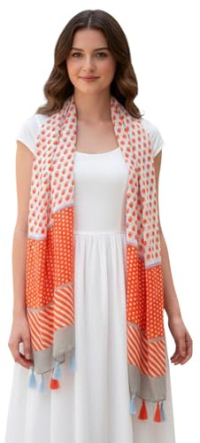 zarolo Damen Schal & Tücher leicht bunt, modischer Schal, eleganter Damen Halstuch weich dünn Baumwolle/Viskose/Seide, Geschenk für Frauen