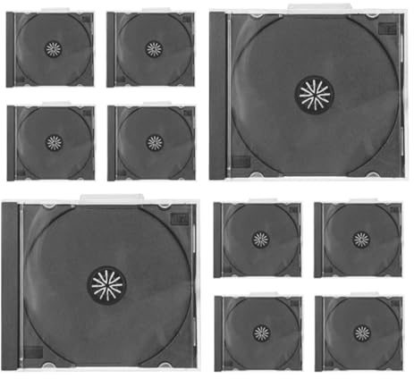 Operitacx Custodia per CD Trasparente Sottile 10 Pezzi Vassoio Nero in Plastica, Scatola Porta Dischi per Conservazione Ordinata e Protezione, Adatta per Casa, Ufficio e Archiviazione