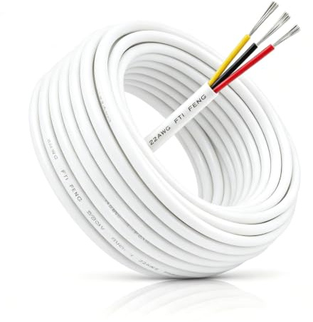 URCIANOW 22 AWG 3 Core Electrical Wire UL2464 Cable 10m Extension Cord | 3 x 0.3mm² Tinned Copper Stranded, Red Black Yellow, 300V Low Voltage Flex, for LED Strip, Indoor DIY Lighting & Speaker Wire
