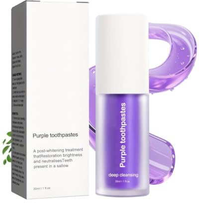 GAJUS Purple Blanqueador Dental Pasta de Dientes Blanqueadora y Correctora de Color, Serum Gel para Quitar Manchas y Blanquear Dientes Instantáneamente, Kit Cuidado Oral Profesional,30ml