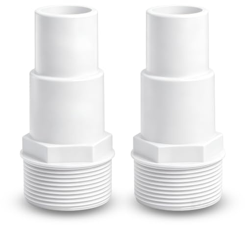 Lot de 2 Raccords de Tuyau pour Piscine, Adaptateur de Diamètre 32 mm 38 mm sur Raccord de Tuyau de 1,5 Pouces, Accessoire pour Skimmer Pompe Filtre à Sable en Blanc