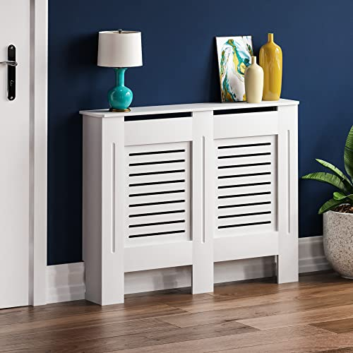 Vida Designs Milton Radiator Cover Modern White Painted MDF Cabinet, Medium (H: 82 / W: 111 / D: 19 cm)