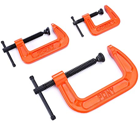 PONY Malleable Iron C-Clamp Set, 3-Piece, (1, 2, 3)