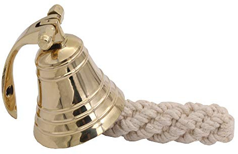 THDC 2 Ship's Bell – Solid Brass Maritime Duty Watch Bell, Wall Mountable Indoor & Outdoor Bell for Pub, Shop, Reception & Dinner (Polished Brass)