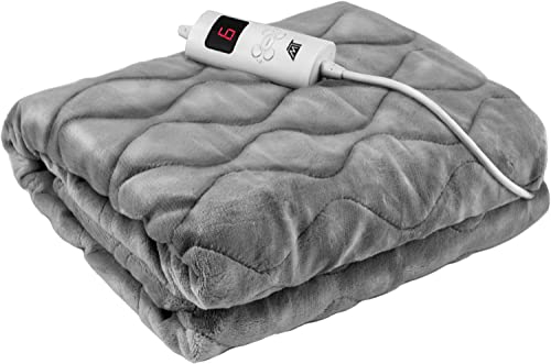 MT Malatec Waschbare Heizdecke mit 6 Leistungsstufen und Automatischer Abschaltung, grau
