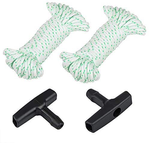 Sonku 2 Starter Sei10 Meter 3,0 mm, Starterseil Rasenmäher mit 2 Stück Starter Griff für Fadentrimmer Freischneider Motorsäge Kettensäge Rasenmäher Gartengeräte Bürste Schneider Motorteile
