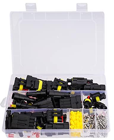 Steckverbinder KFZ Stecker Auto Wasserdichte Steckverbinder Elektrische Kabelverbinder 1/2/3/4 Polig Stecker Terminal Set für KFZ Motorrad Boote 352 Stück