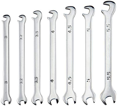 Mini Doppel Maulschlüssel Set, 7-teilig, 3-5,5 mm für Modellbahn, Modellbau, Hobby