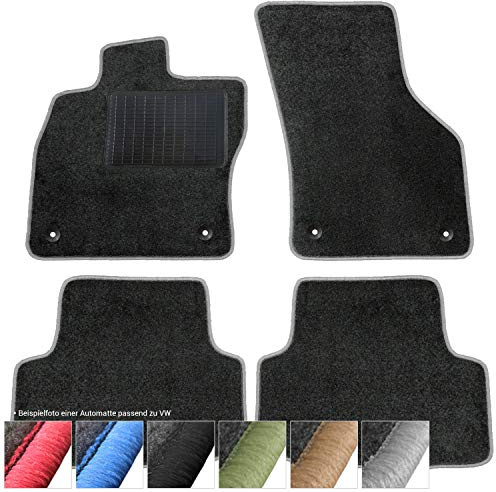 moto-MOLTICO Fußmatten Auto - Velours Autoteppiche | passend für VW Passat B6 B7 CC - 4-teiliges Set - Schwarze Automatten mit Grauen Ziernähten