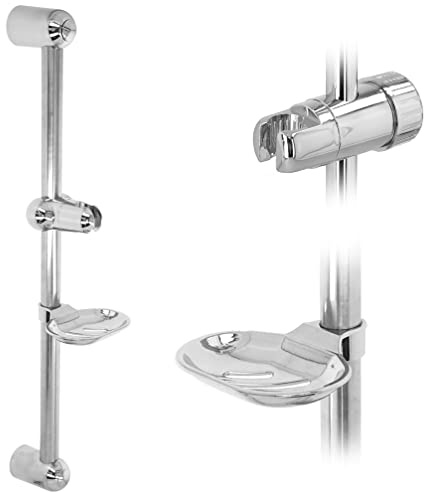 Brausestange Kopfhalter Gleitstange Wandhalterung Ersatz mit Seifenschale 25 mm Durchmesser Polypropylen Chrom