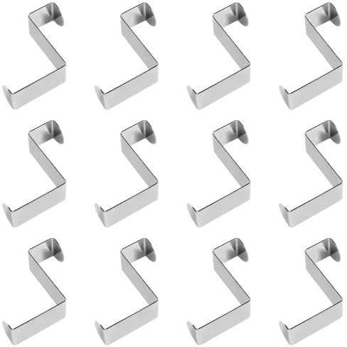 Murtenze 12 Stück Türhaken, Rückseite der Türhaken, Z-Haken zum Aufhängen von Kleidung, Mänteln, Hüten, Handtüchern, Regenschirmen und mehr, passend für die 5,1 cm und 2,5 cm Türbreiten, Silber