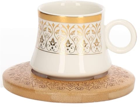 6er Set Espressotassen mit Untertasse und Tablett Ständer Mokkaservice Motiv 11