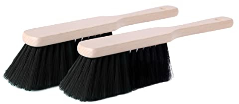 Garronda Besen mit kurzem Holz Griff und Synthetisch Borstenfaser 2er Pack Handfeger für den Frühjahrsputzen Garten Zimmerbesen nach Hause Kehrbesen mit Kunstborsten Handbesen GD-0011 (Schwarz)