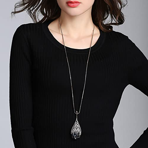 Bysonglezai Halskette Pulloverkette Damen Langkettige Frauen Necklace Big Water Drop Anhänger Lange Halskette Für Frauen Geometric All Match Pullover