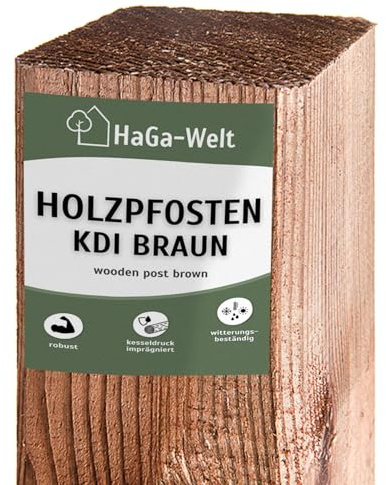 HaGa Holzpfosten 7x7cm | 150cm Höhe | 5 Stück - für Zaunbau - Kiefernholz Kesseldruckimprägniert - Ideal als Gartenzaun oder Hundezaun