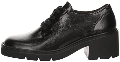 Gabor Chaussures basses à lacets pour femme - En cuir lisse - Classiques et élégantes - Noir laqué, Noir , 38.5 EU