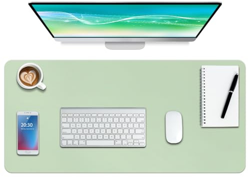 Leder-Schreibtischunterlage,wasserdichte Schreibtischunterlage für Schreibtisch, Schreibtischunterlage für Tastatur und Maus, Leder-Mauspad-Schutz für Büro und Zuhause, 90 * 43cm (L Green)