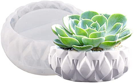 Round Plaster Flower Pot Silicone Mold Succulent Planter Vase Cactus Concrete Mold Epoxy Resin Candle Jar Storage Box Cement Clay Mould