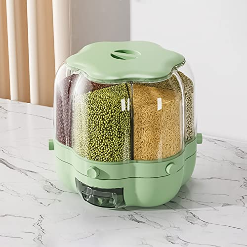 FEAW 6 in 1 Müslispender Cerealienspender Cornflakes Spender,Getreidespender,Reisspender,360° Drehbar,für schwarzen Reis,Rote Bohnen,Reis,Cornflakes,Cerealien