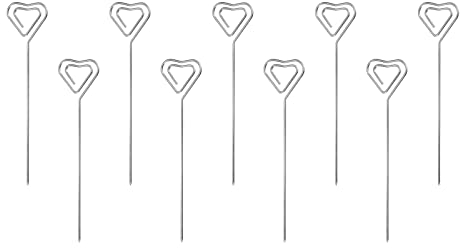 sourcing map 9uds Inoxidable Acero Corazón Forma Cóctel Brochetas para Bebidas Aperitivo Frutas (Plateado)