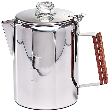 ZOWIE KING Camping-Fire Coffee Percolator Stovetop Pot- Stainless Steel Stove top Coffee Pot, Unleash Flavor in the Great Outdoors (9 Cups)