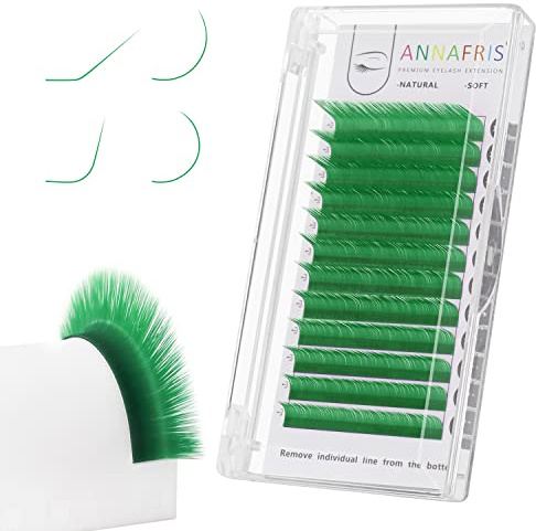 ANNAFRIS Farbige Wimpernverlängerung Grün 0.07 C 8-15mm Mix Einzelne Wimpern Extensions Volumen Wimpern Bunte Individuelle Wimpern Klassische(Green 0.07-C Mix)