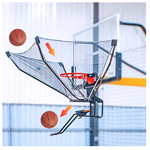 Aluminiumlegierung-Schusstrainer-Rebounder-Aufsatz, tragbar, hängendes Basketball-Rücklaufnetzsystem, für Ballplatz/Hinterhof/im Freien, mit rotierender Rücklaufrutsche