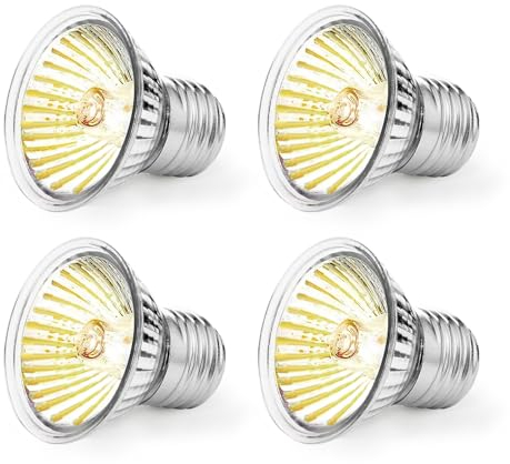 EASYIVY Reptilien Wärmelampe Terrarium E27 50W UVA UVB Lampe Schildkröte Dimmbar, 230V Heizlampe Terrarium E27 für Reptilien Eidechsen Schlangen Schildkröten Aquarium, 4 Stück