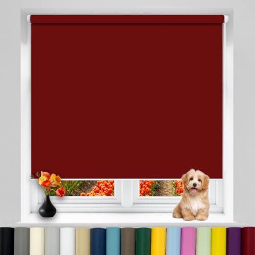 Thermorollo ohne Bohren 105 x 60 cm Duo Rollo Zebrarollo, Fensterrollo Seitenzugrollo Sonnenschutz & Sichtschutz, Ohne Bohren für Fenster & Tür, Rot