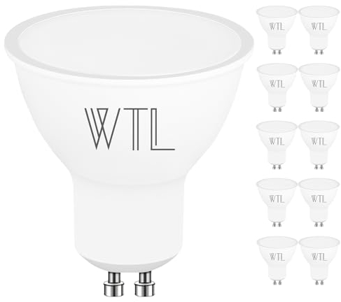 WTL GU10 Sockel 10er LED-Lampe, 40W Äquivalent (5W), 6000k tageslichtweiß, 400Lm Nicht dimmbare Basis Schienenleuchte Einbaustrahler Spotlight