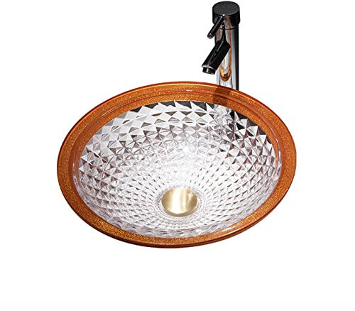 Modernes, minimalistisches Badezimmer-Waschbecken, rundes Glas-Waschbecken, Waschtisch, Waschtisch, Aufsatzwaschbecken