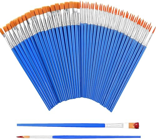 Outtshop Pinselset, 60 Stück Runde Flache Pinsel Kinder, Pinsel Set für Acryl-, Wasserfarben- und Ölmalereien, Künstler, Malliebhaber und Anfänger, Pinselset Klein - 2 Verschiedene Größen (60)
