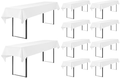 Showgeous 10 Stück Biertisch Tischdecke universal für 50cm u.70cm Biertische Hussen für Biertisch Biertischhussen Biertisch-Husse Bierzeltgarnitur Rechteckige Tischdecken Waschbar 100x250cm(Weiß)