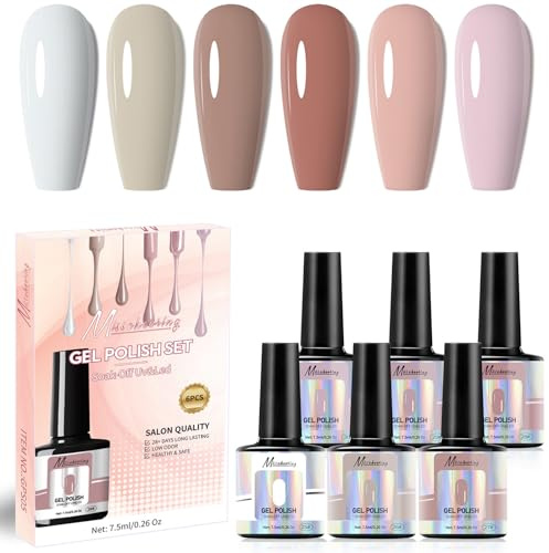 UV Nagellack Set - Gel Nail Polish mit 6 farbenfrohen, Langlebig Und Chipfest, Trocknet Unter UV-Lampe, Ideal Für Professionelle Maniküre Zu Hause, Perfekt Für Anfänger Und Profis