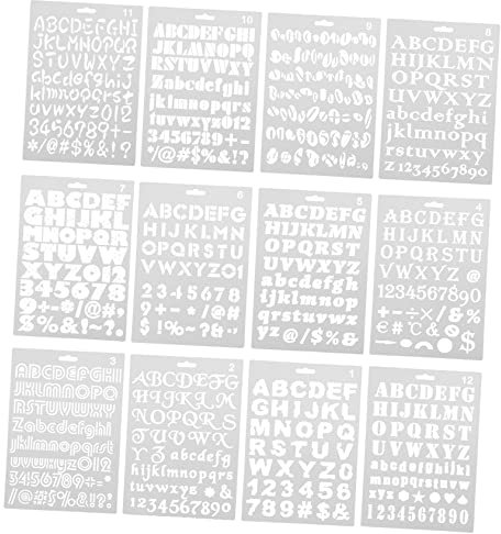 SEWACC Alphabet-buchstaben-zahlen-schablonen-set Hohlschablonen Zum Basteln 12-teiliges Zeichen- Und Bastelschablonen-set