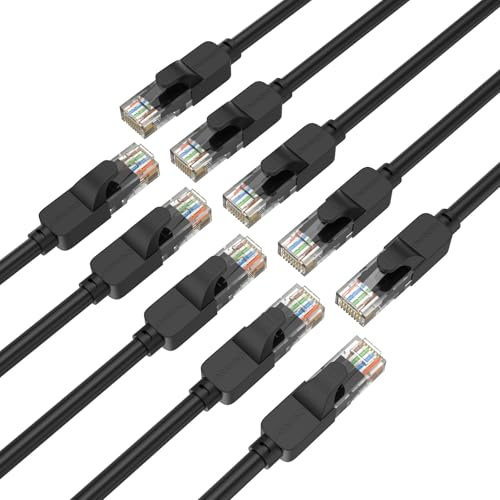 JARNHNG Cable de Red Cat 6, 3m 10 piezas, UTP 26AWG, 500MHz - Conexión estable para Gaming y Oficina con RJ45