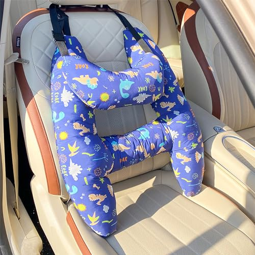 Reisekissen Kinder Auto, Schlafkissen Kinder H Form Auto Schlafkissen, Nackenkissen Auto, Reisekissen Kissen Set mit Niedlichem Cartoon Aufdruck, Bequemes Flugzeug Reisekissen, Kissen für Lange Reisen