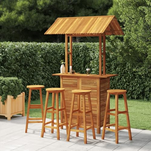 Sufrk 5-TLG. Gartenbar-Set Stehtisch Outdoor Bartisch-Set Bar MöBel Bar Outdoor Theke Garten Theke Bar Massivholz Akazie 3116007