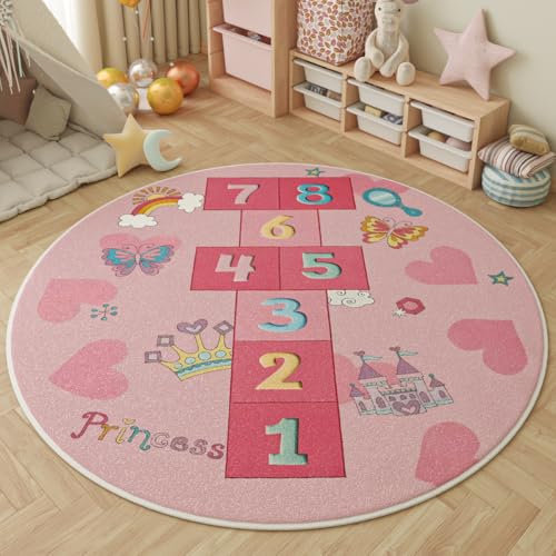 YATOLA Teppich Flauschig Klein für Schlafzimmer Sofa Deko Bettvorleger Waschbarer Spielteppich Kurzflor Kinderteppich Hochflor Shaggy Teppich für Jungen Teen Wohnzimmer Elefant Tier (Rosa, 120x120cm)