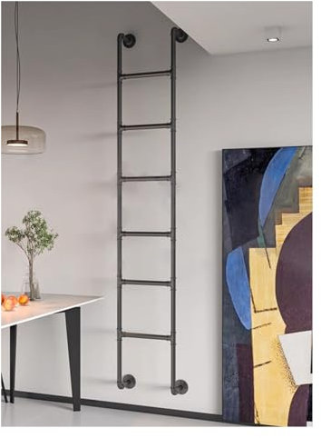 3 4 5 6 7 Step Egress Ladder Basement, Window Well Fire Escape Ladder, Hanging Bunk Bed Ladder, Attic Loft Ladder with Fittings, Outdoor Ladders to Reach Roof, Loads 150kg (Color : Black, Size : 63