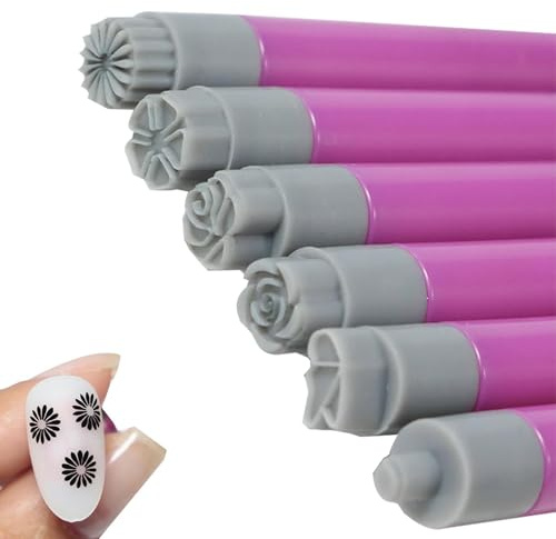 Set di 6 timbri per unghie, con motivo floreale, strumenti per | punteggiatura con diversi motivi, penne per decorare le unghie, per donne e principianti