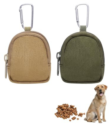 MYGLOAR 2 Pièces à sac de friandises pour chien petit sac à friandises avec, pour le Dressage des Chiens de Promenade, sac à friandises mains libres (couleur militaire et couleur de boue)
