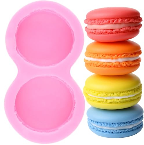 XMOLDNMS Stampi in silicone a 2 fori per macaron, fondente, cioccolato, gelato, ciambella, per decorare torte, cupcake, topper, pasta, caramelle, polimeri di argilla
