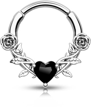 CM Crareesi Mania Piercing per Orecchio a Forma di Cuore Helix Piercing in Argento Septum Piercing in Acciaio Chirurgico 16G Rosa Piercing per Naso Ring Daith Tragus Conch Cartilagine Piercing